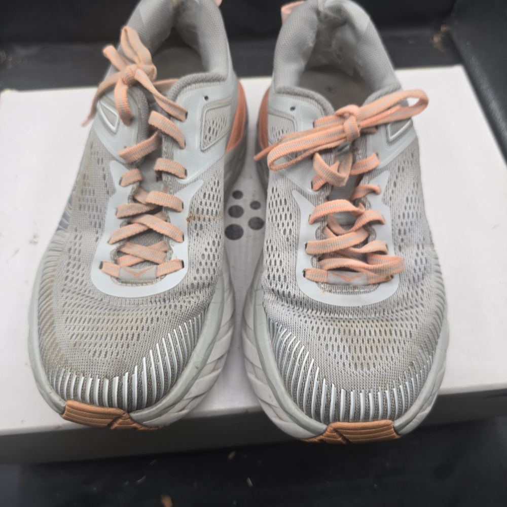 Hoka‎ One One Gray and Orange Athletic Shoes